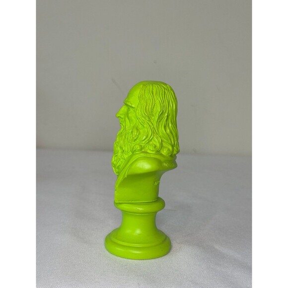 LEONARDO DA VINCI POP ART NEON GREEN MINI STATUE - Picture 2 of 5